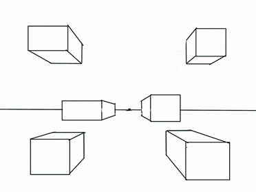 Image result for 1 point perspective cubes