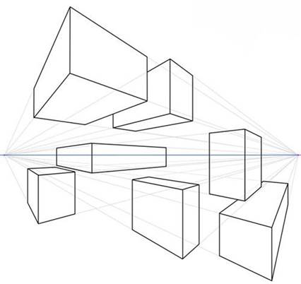 Image result for two point perspective cubes